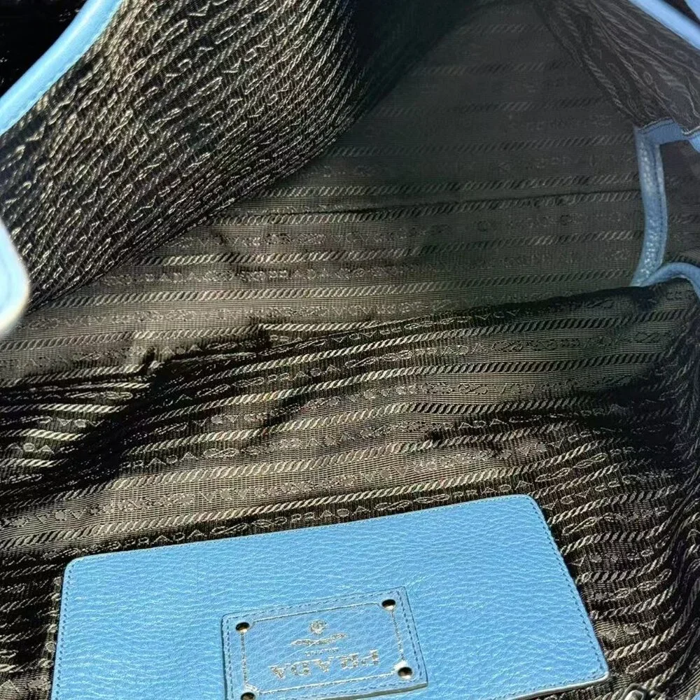 Prada Blue Leathe Convertible Shopper Tote - Picture 11 of 11